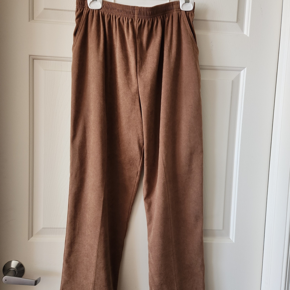 Briggs New York Womens Brown Elastic-Waist Slacks